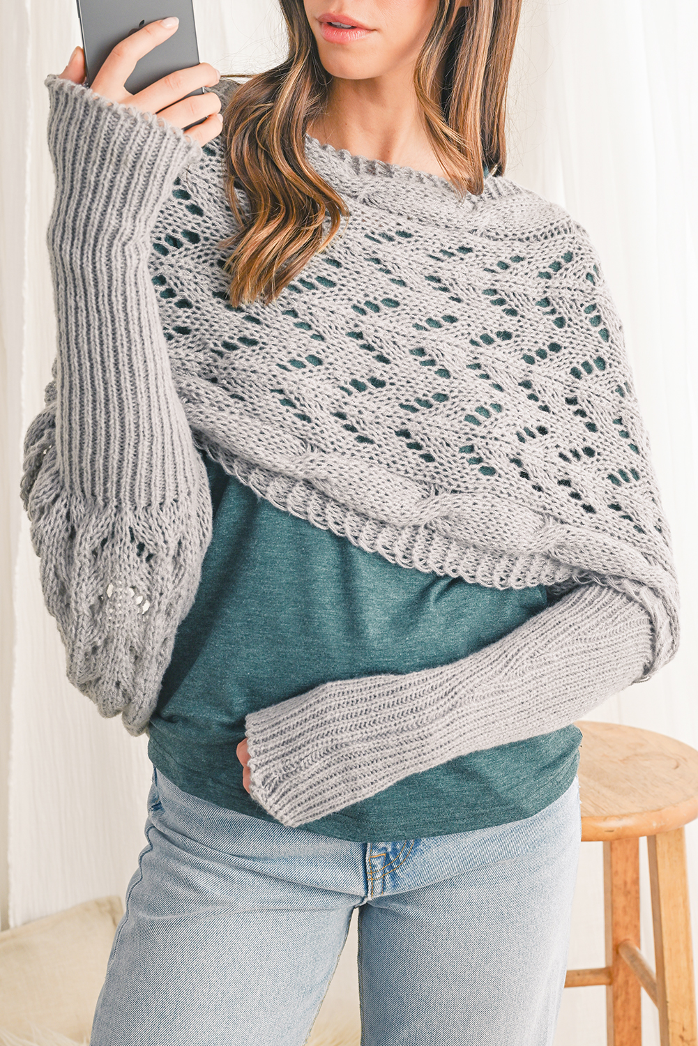 Dark Grey Hollowed Scarf main image 1