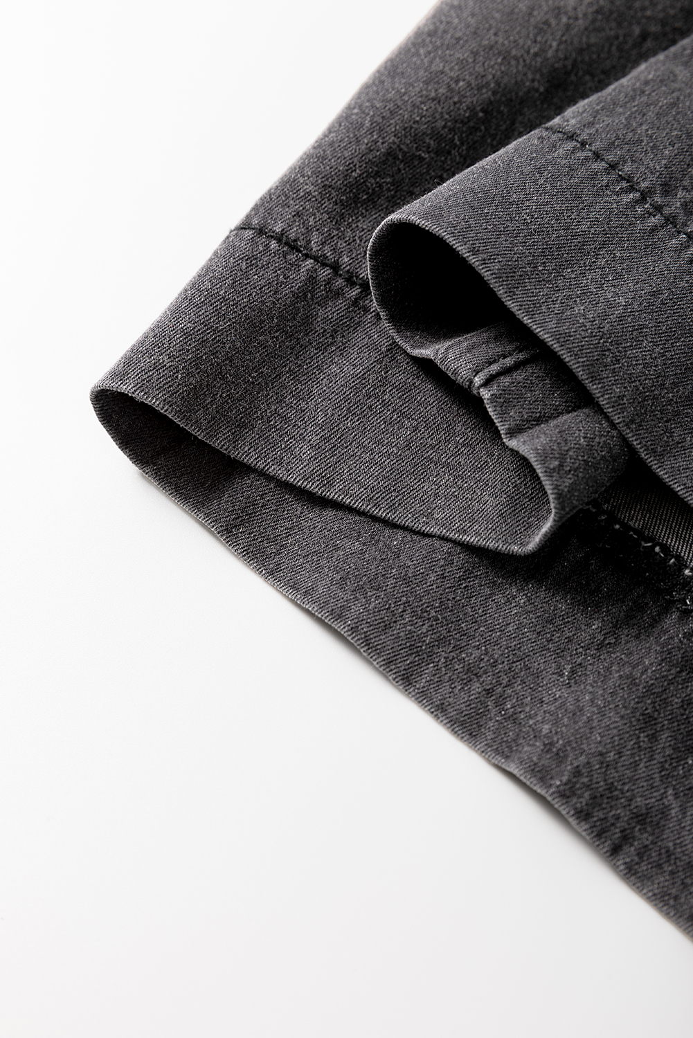 Carbon Grey Mineral Wash Button Fly Waist Wide Leg Jeans view 8