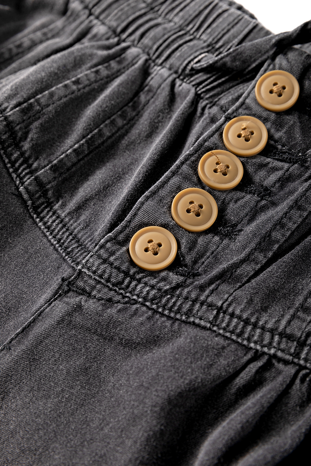 Carbon Grey Mineral Wash Button Fly Waist Wide Leg Jeans view 6