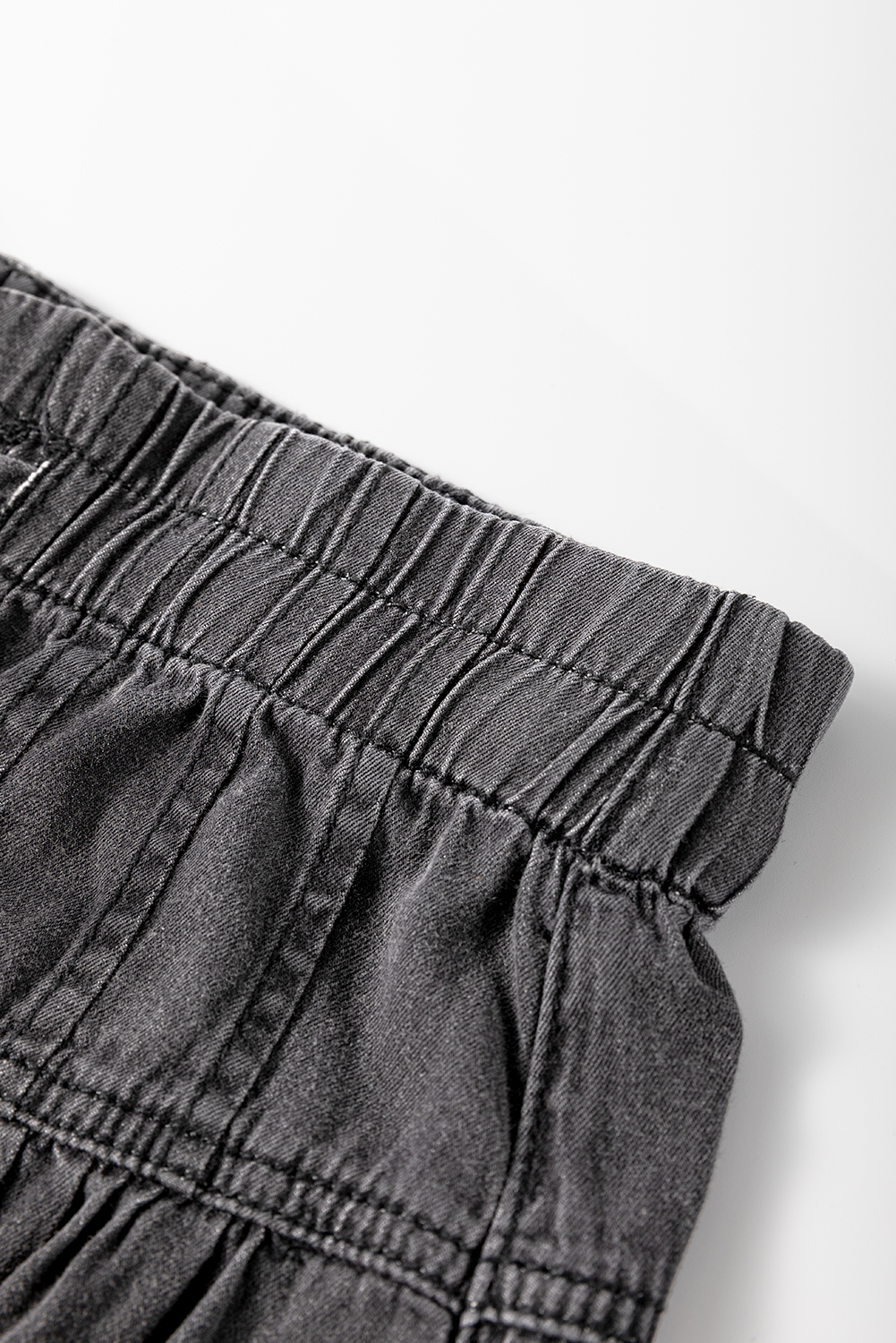 Carbon Grey Mineral Wash Button Fly Waist Wide Leg Jeans view 5