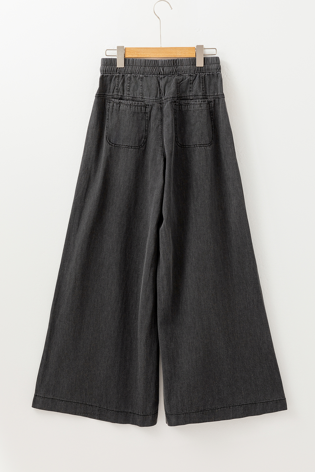 Carbon Grey Mineral Wash Button Fly Waist Wide Leg Jeans view 4