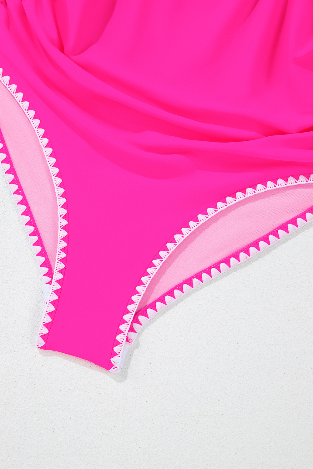 Rose Red Ric Rac Trim Contrasted Patchwork Cutout One Piece Swimsuit view 27