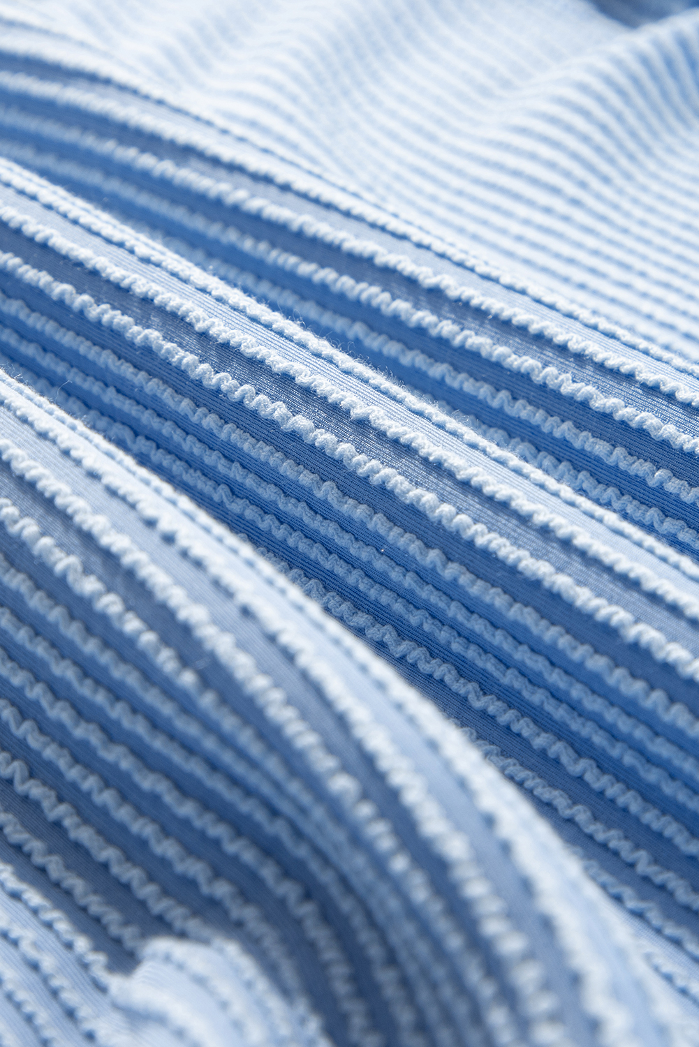 Sky Blue Corded Lantern Sleeve Top High Waist Ruffled Mini Skort Set