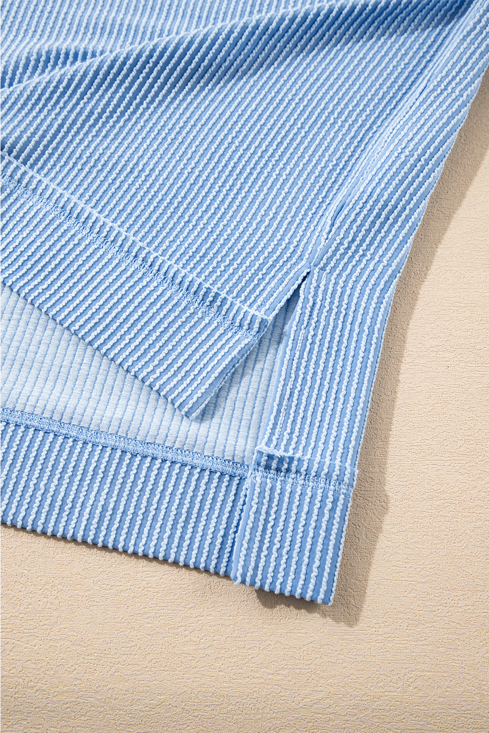 Sky Blue Corded Lantern Sleeve Top High Waist Ruffled Mini Skort Set