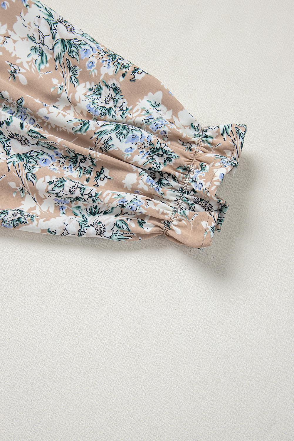 Khaki Maple Grove Floral Smocked Puff Sleeve Long Dress view 18