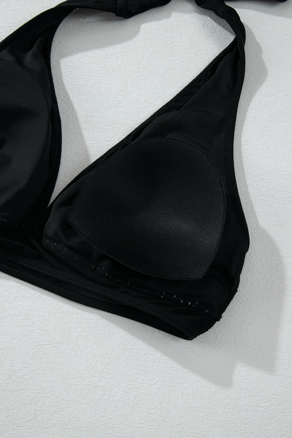 Black Sheer Mesh Edged Halter V Neck Push Up Bikini view 11