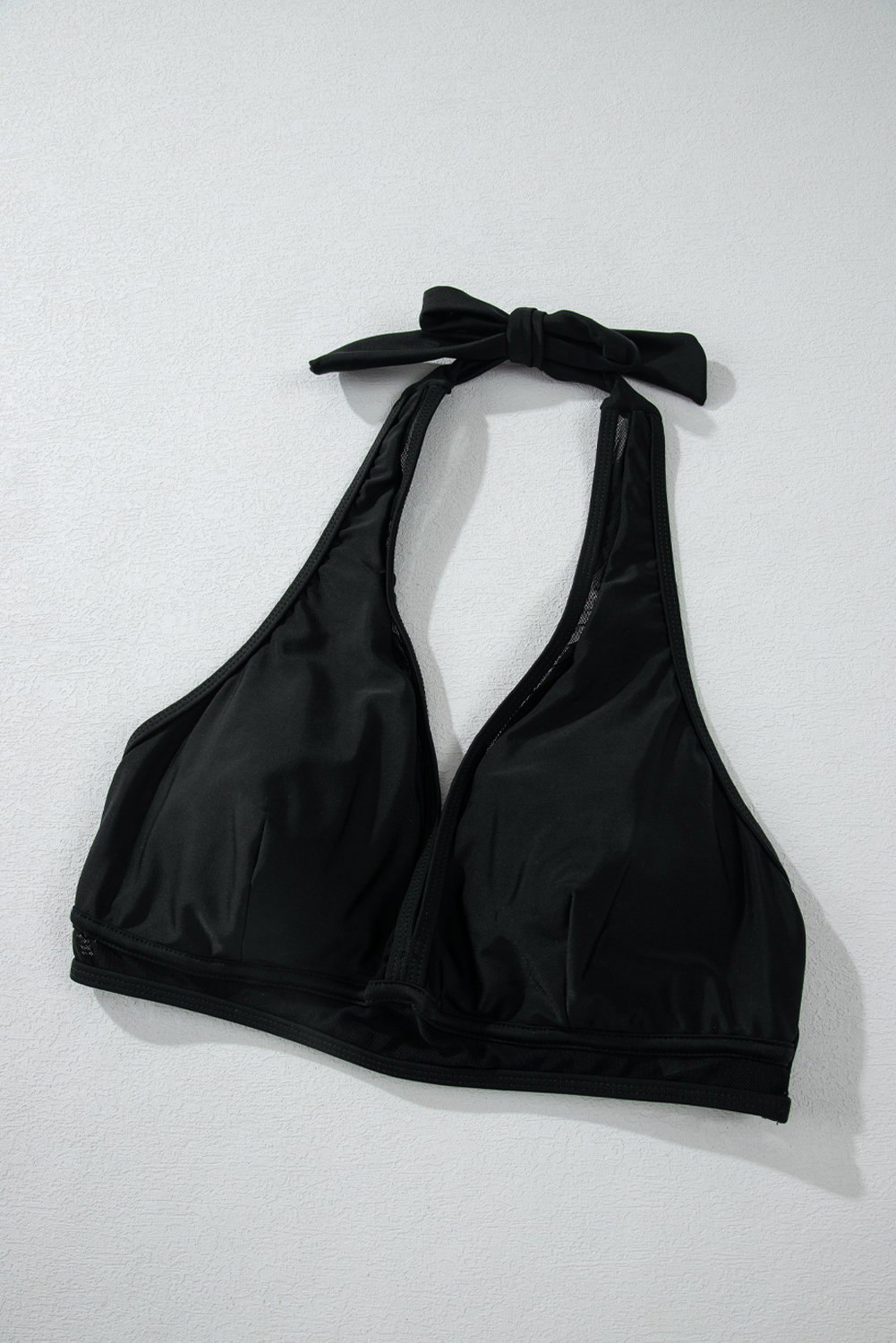 Black Sheer Mesh Edged Halter V Neck Push Up Bikini view 16