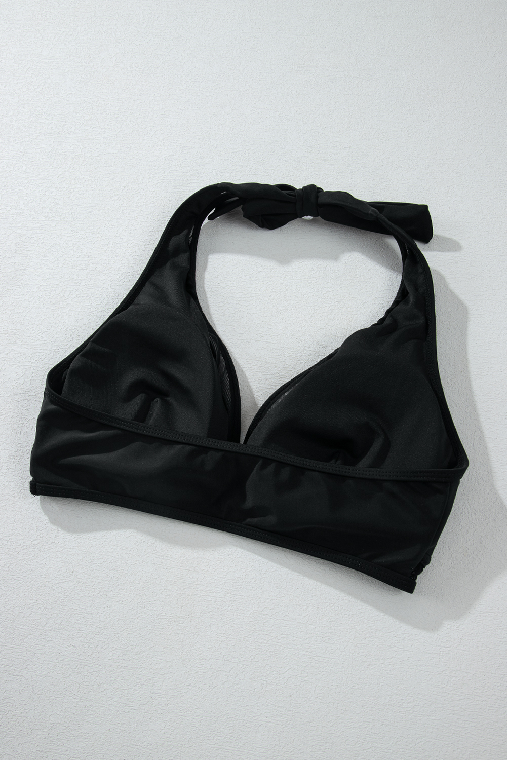 Black Sheer Mesh Edged Halter V Neck Push Up Bikini view 13
