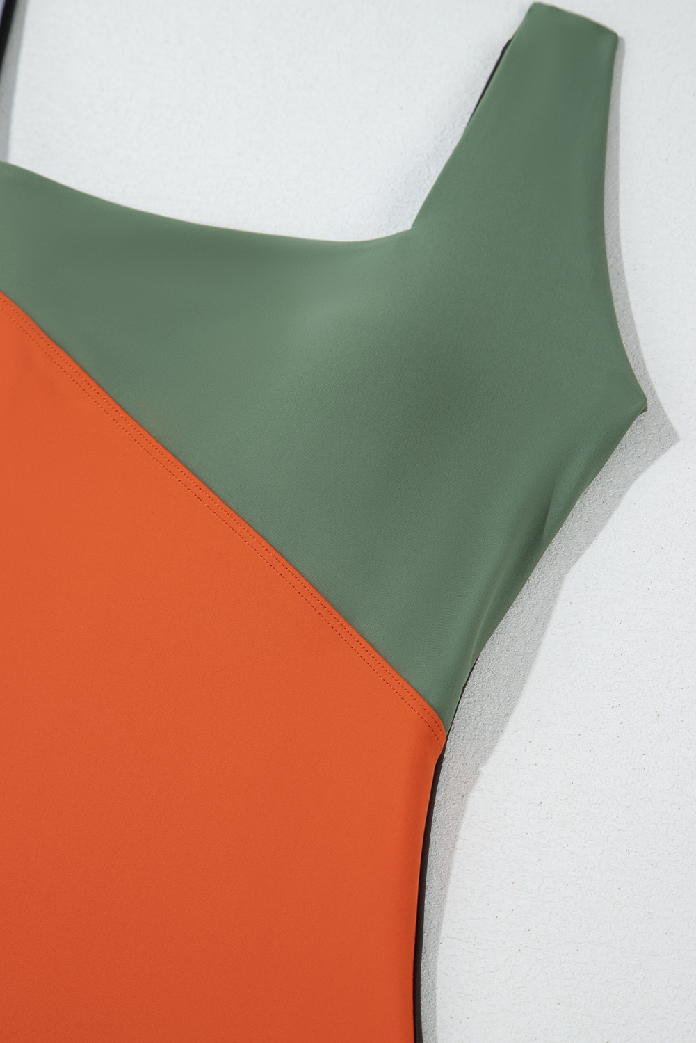 Duffel Green Color Block Padded Square Neck One Piece Swimsuit view 23