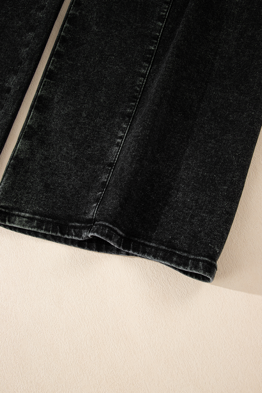 Dark Grey Pleated Wide Leg Mineral Wash Denim Pants view 10