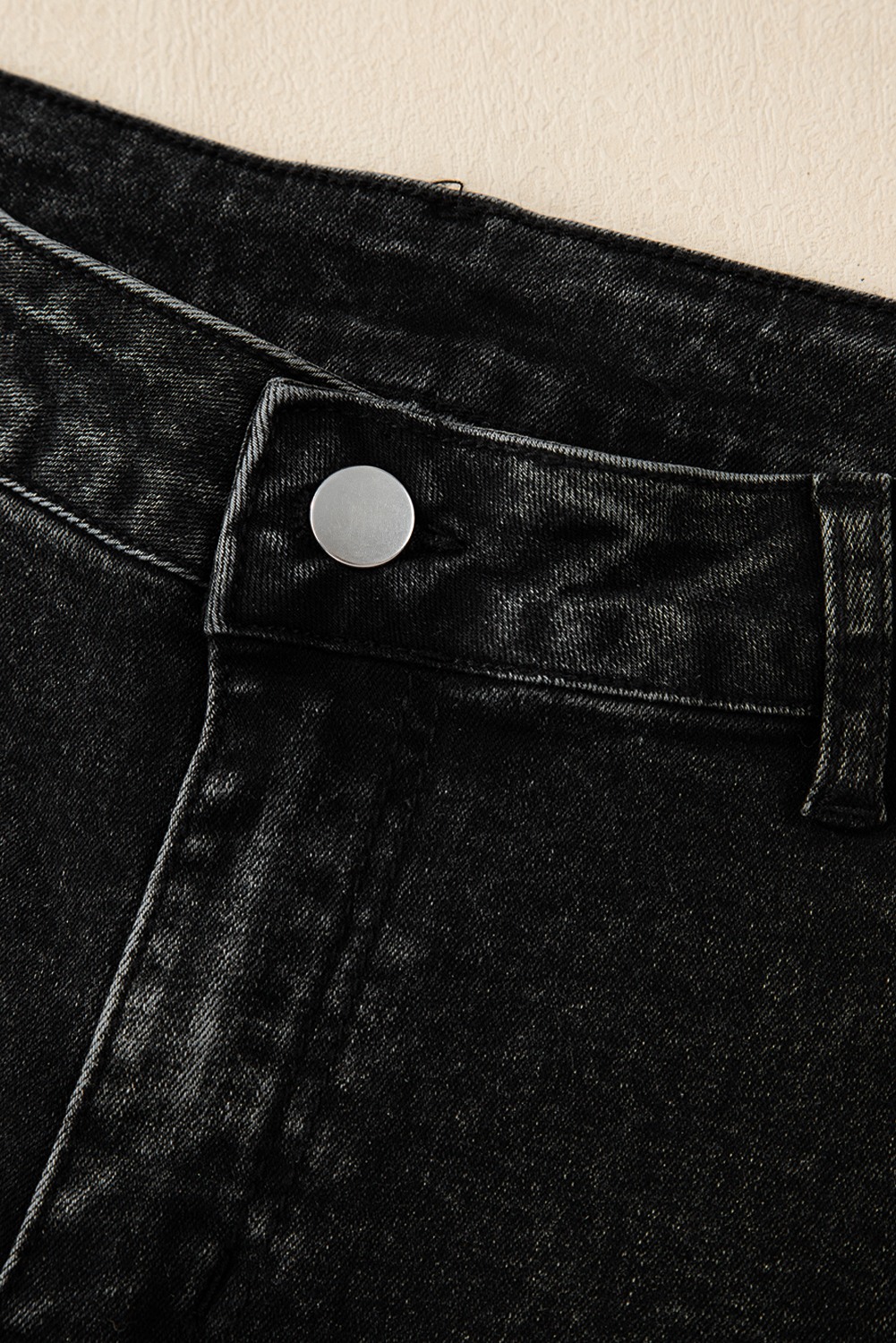 Dark Grey Pleated Wide Leg Mineral Wash Denim Pants view 11