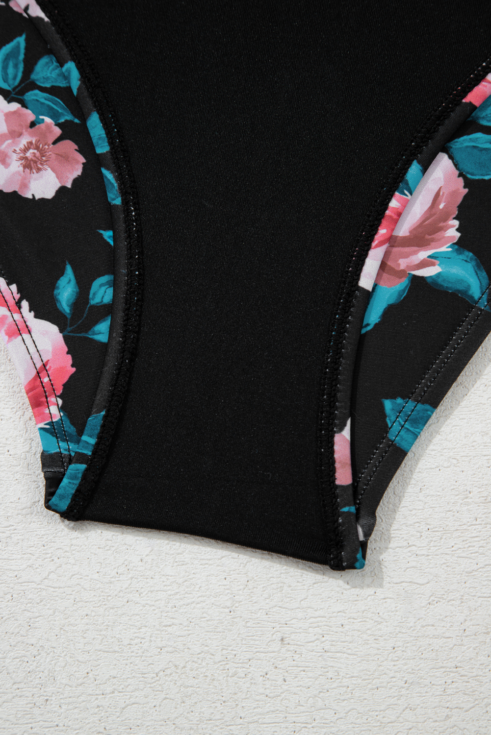 Sea Green Solid Ruffled Square Neck Swim Top and Floral Shorts Bikini Set view 20