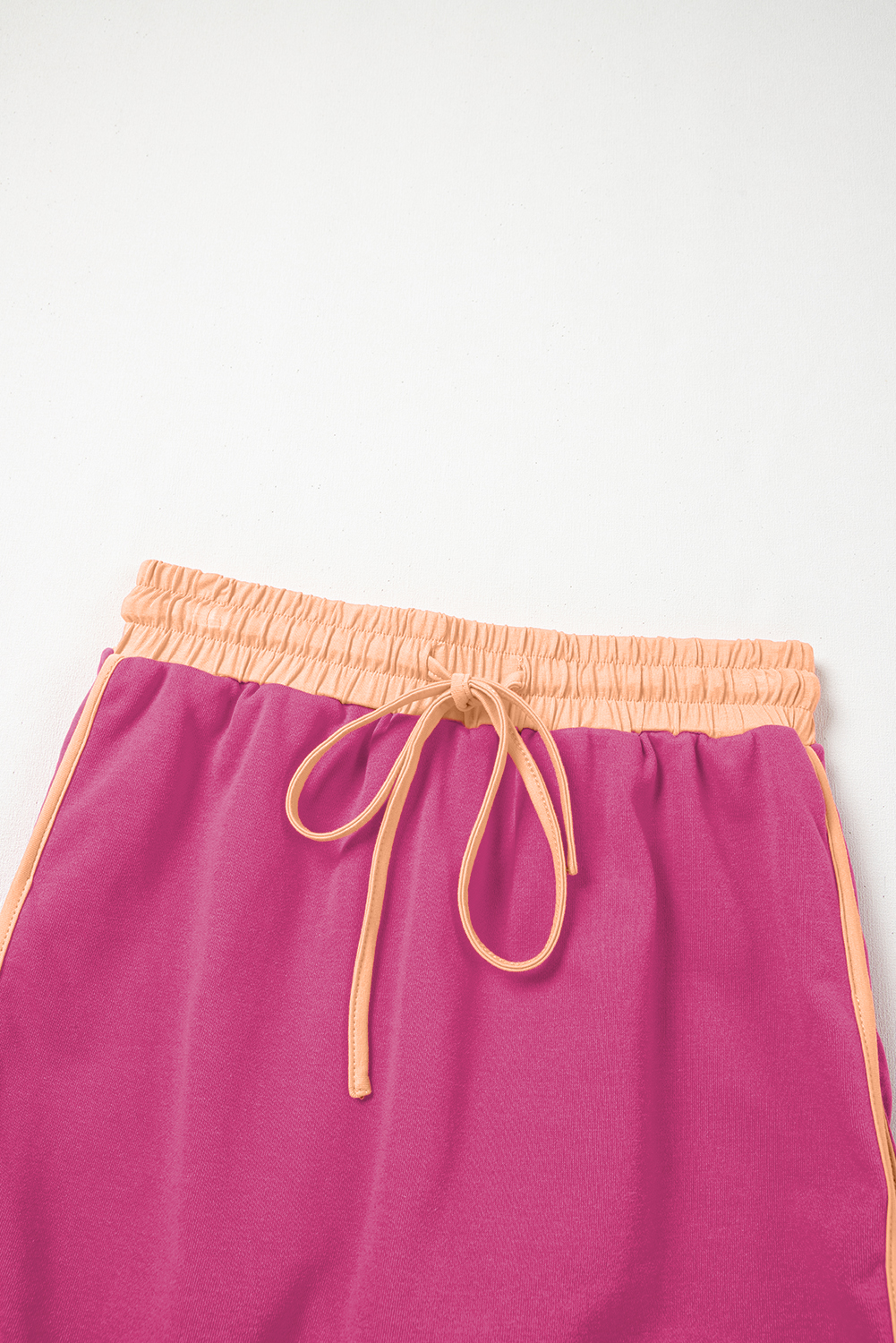 Rose Red Color Contrast Loose Pullover and Lace-up Waist Skort Set view 23