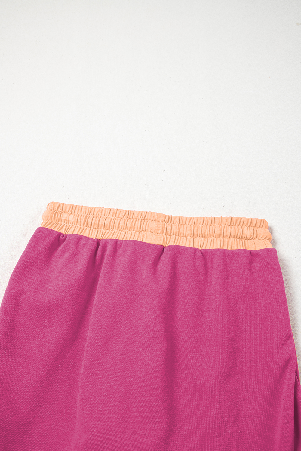 Rose Red Color Contrast Loose Pullover and Lace-up Waist Skort Set view 22
