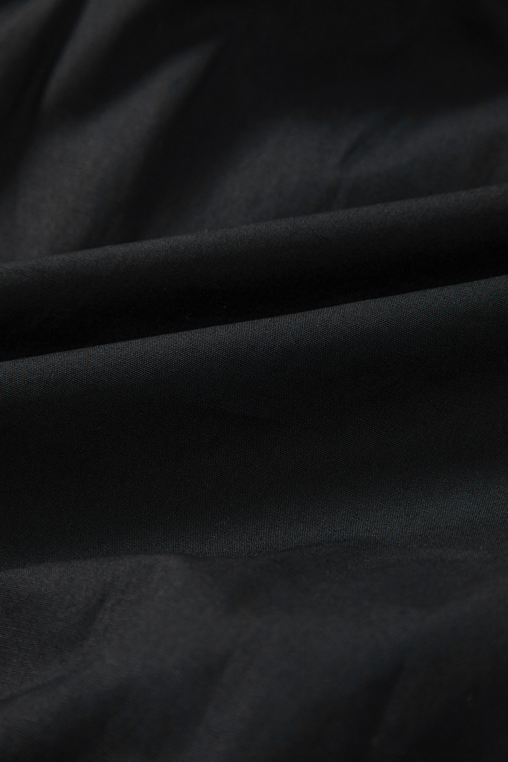 Black Shirt Style Button Down Puff Sleeve Ruffle Hem Dress view 15
