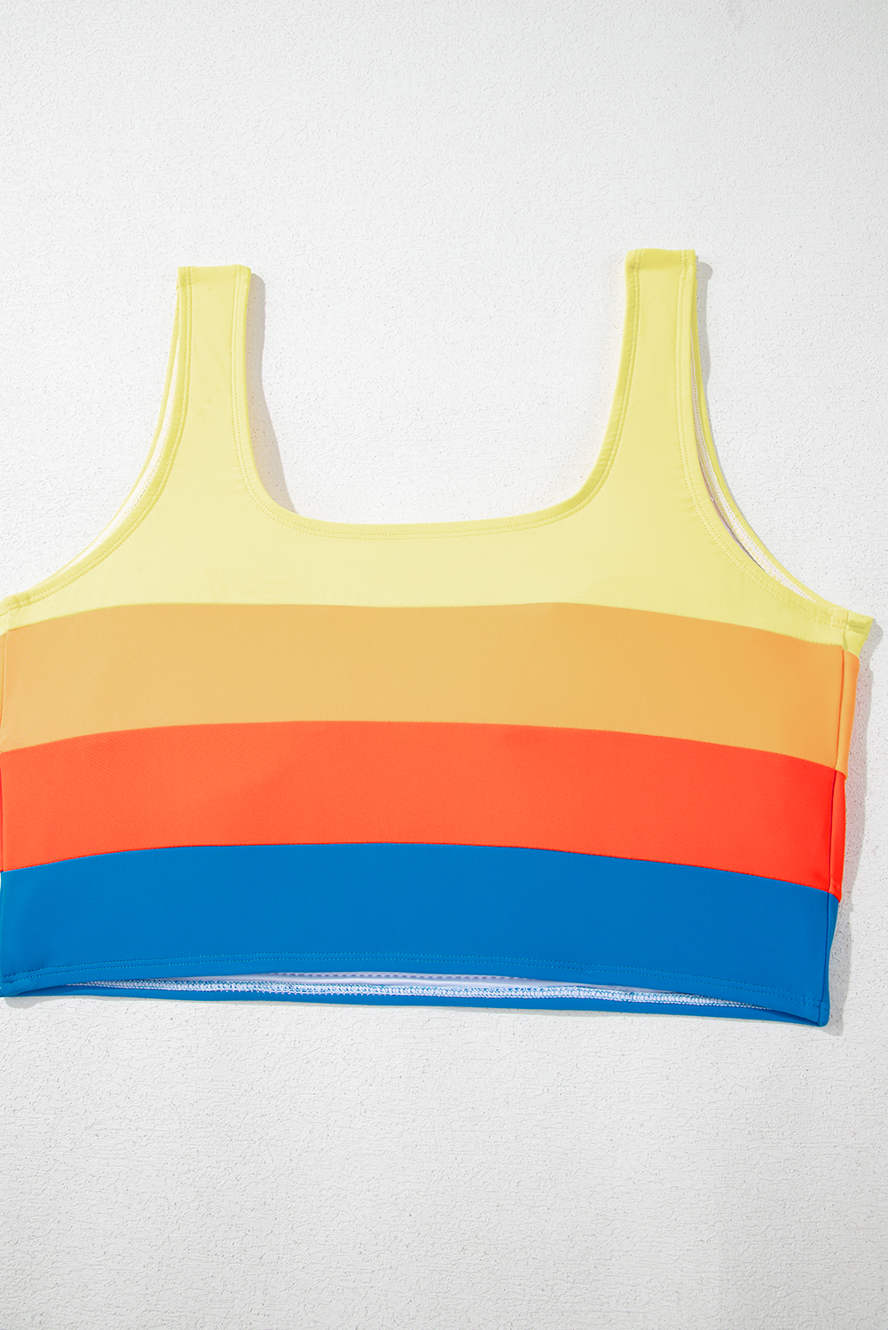 Blue Colorblock Square Neck Top Pleated High Waisted Bikini view 43