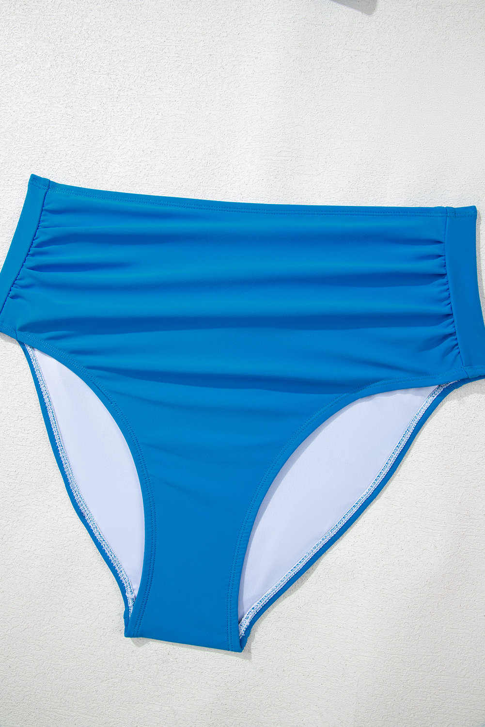 Blue Colorblock Square Neck Top Pleated High Waisted Bikini view 46