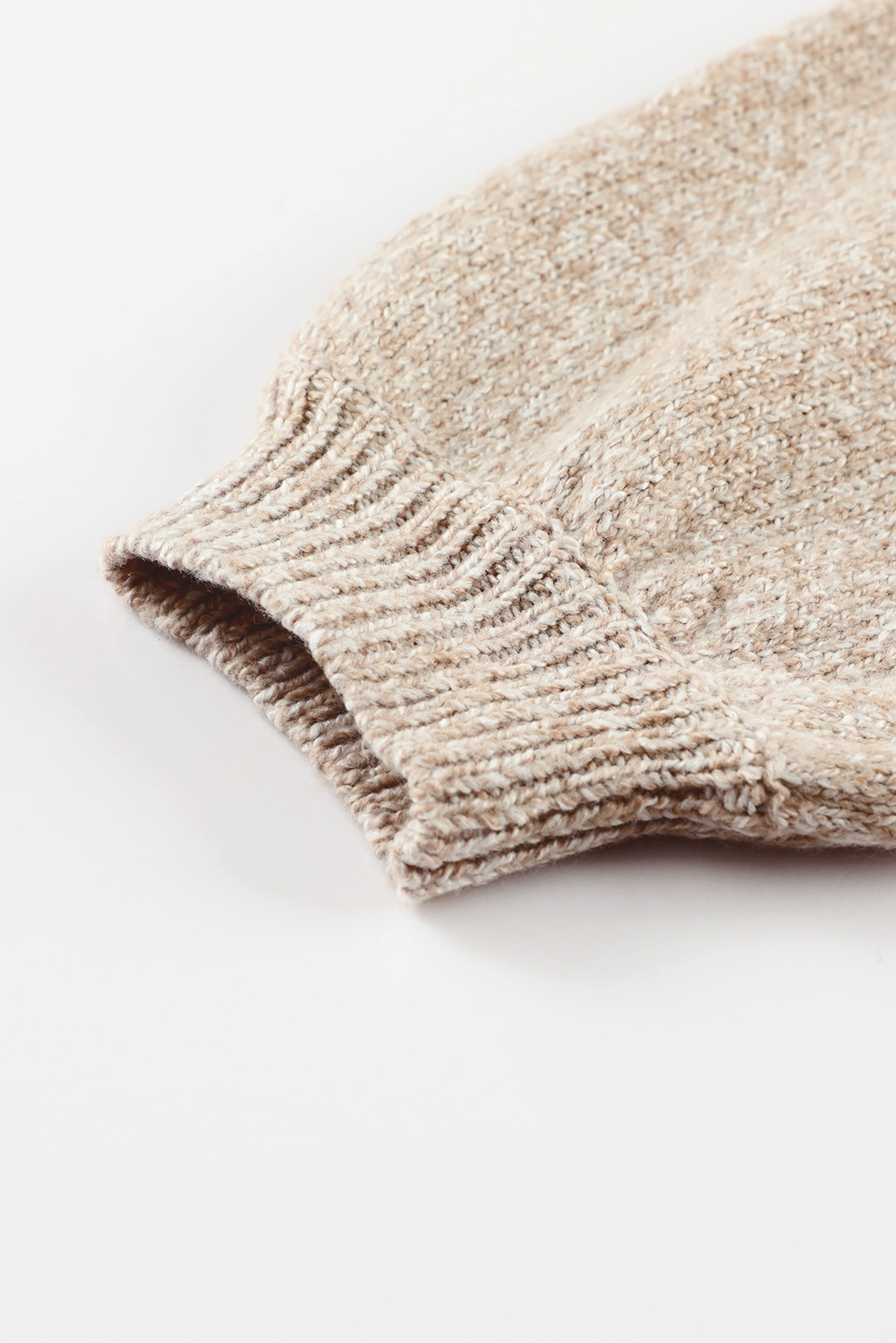 Brown Eyelet Pattern Detail V Neck Drop Shoulder Sweater view 22