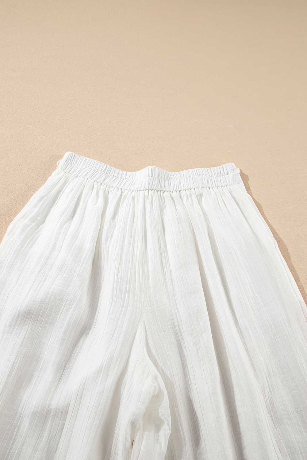 White Casual Tie Waist Pleated Wide Leg Pants view 19
