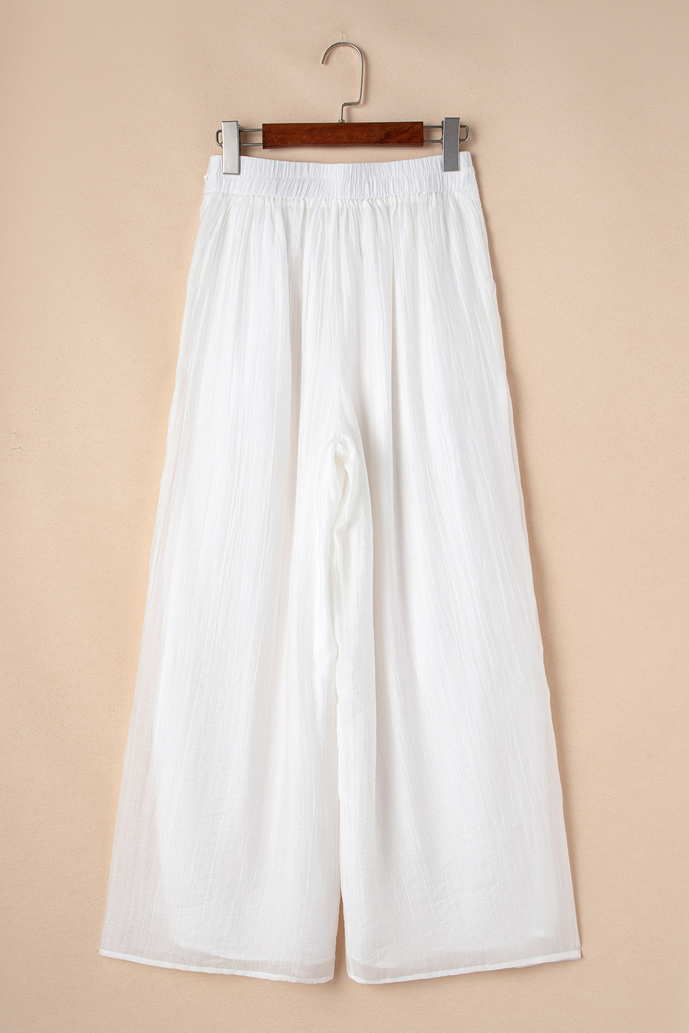 White Casual Tie Waist Pleated Wide Leg Pants view 16
