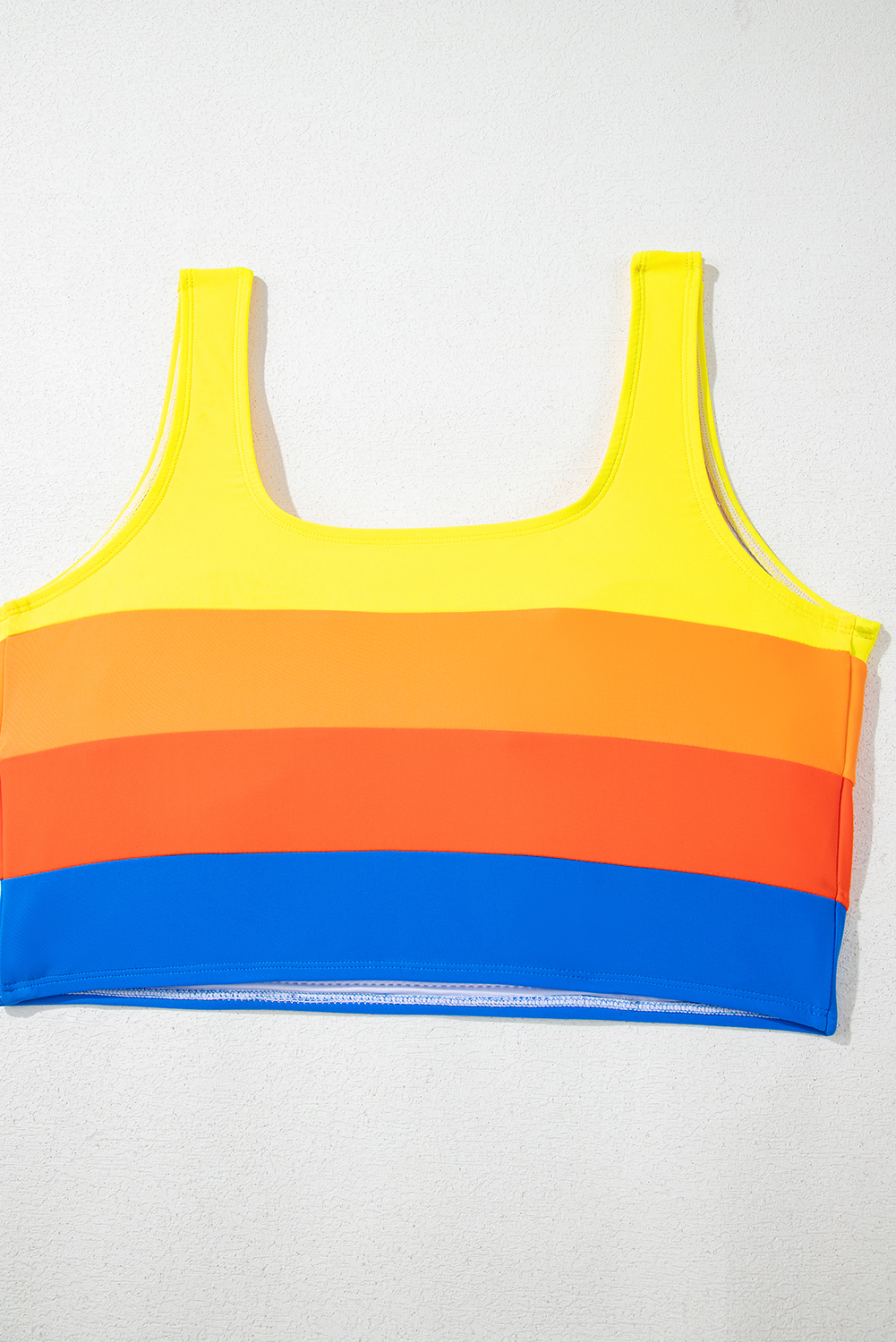 Blue Colorblock Square Neck Top Pleated High Waisted Bikini view 17