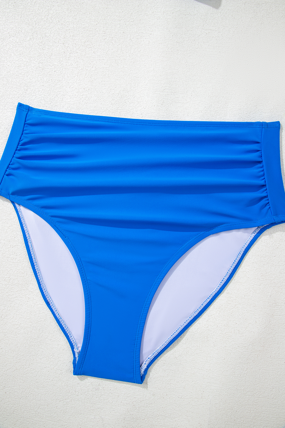 Blue Colorblock Square Neck Top Pleated High Waisted Bikini view 29