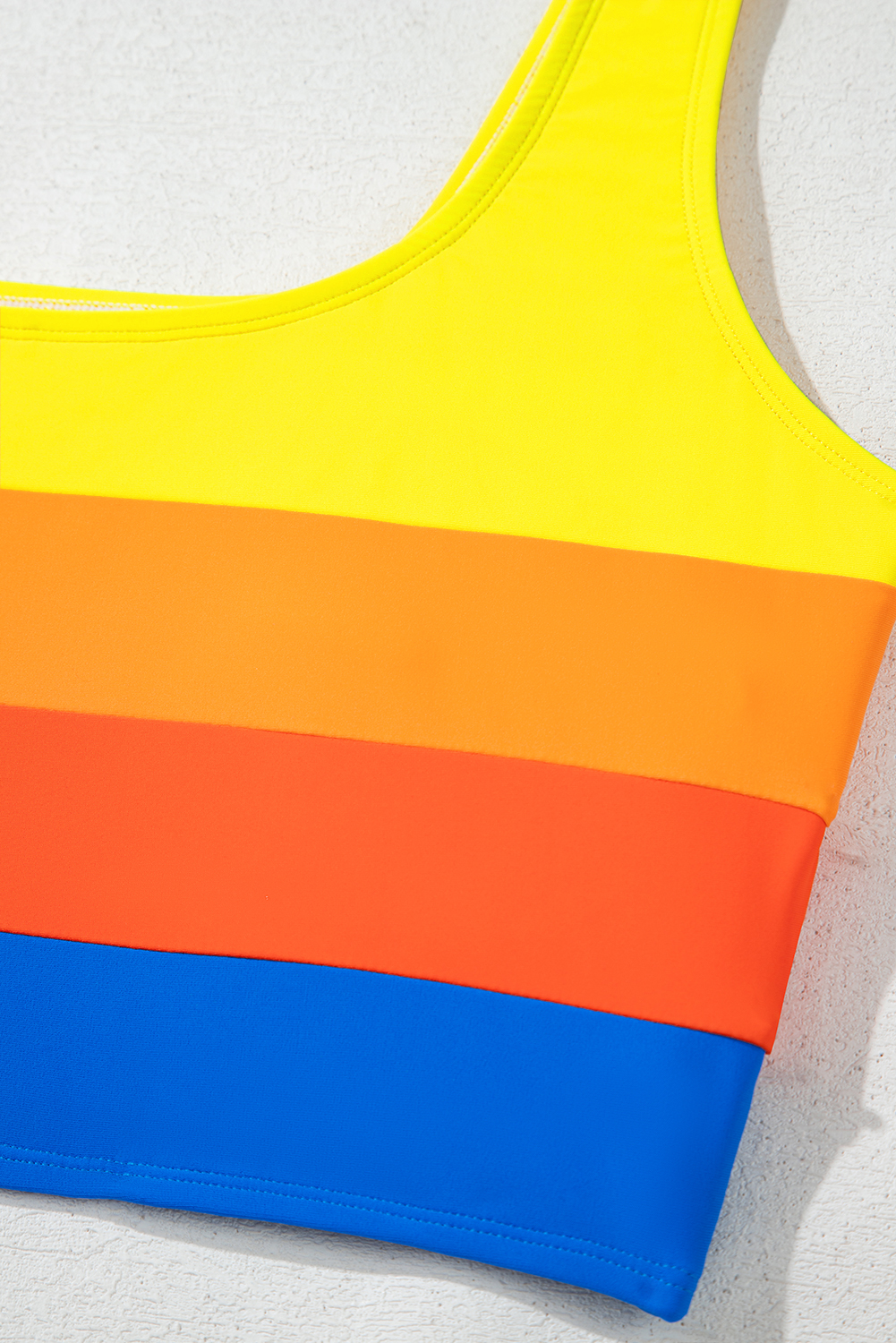 Blue Colorblock Square Neck Top Pleated High Waisted Bikini view 25