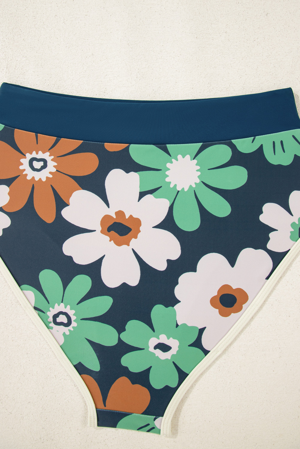 Blue Flower Zip up Racerback High Waisted Bikini view 17