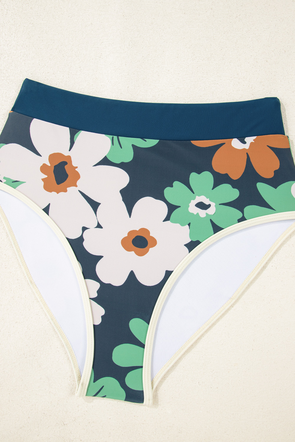Blue Flower Zip up Racerback High Waisted Bikini view 22