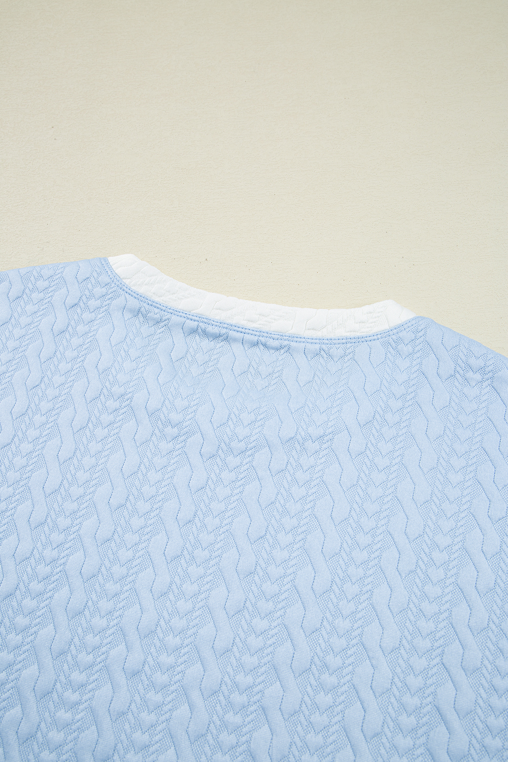Beau Blue Contrast Trim Textured Crewneck Tee and Pocketed Skirt Set view 12