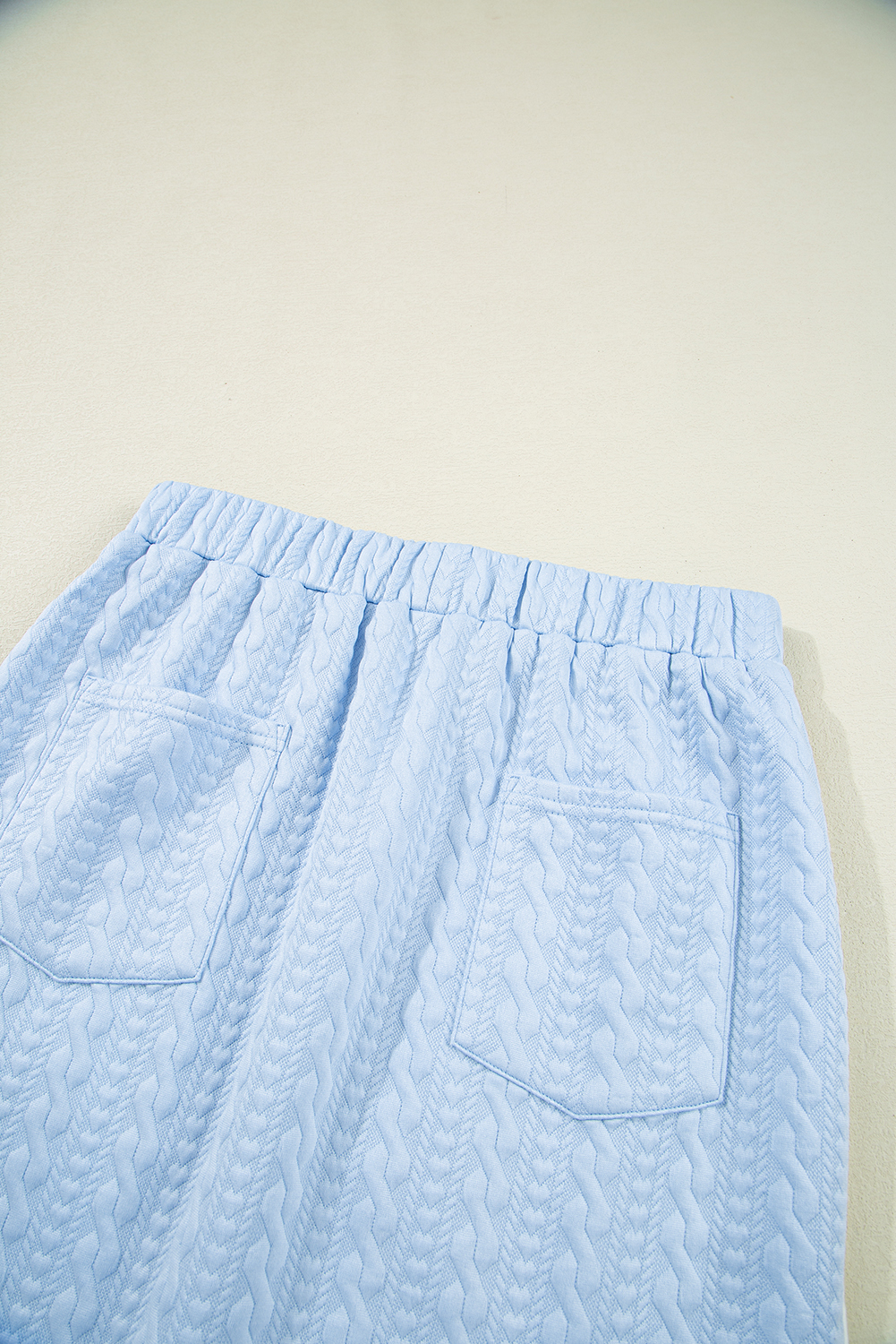 Beau Blue Contrast Trim Textured Crewneck Tee and Pocketed Skirt Set view 14