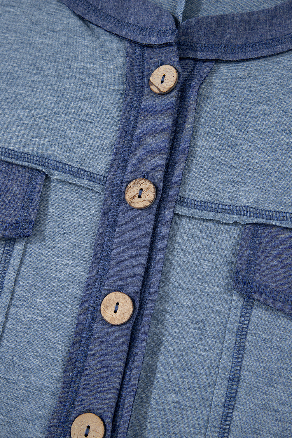 Beau Blue Half Placket Chest Pockets Short Sleeve Wide Leg Jumpsuit view 18
