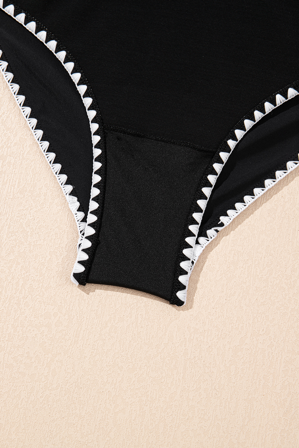 Black Ric Rac Trim Contrasted Patchwork Cutout One Piece Swimsuit view 29