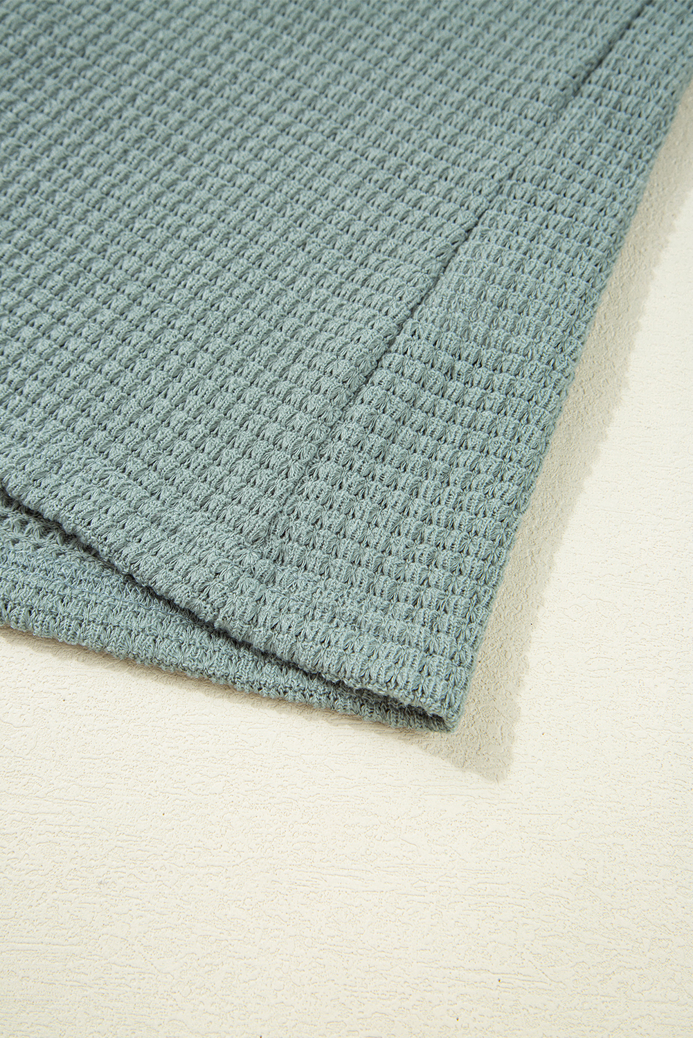 Mist Green Lace Patchwork Waffle Short Sleeve Top