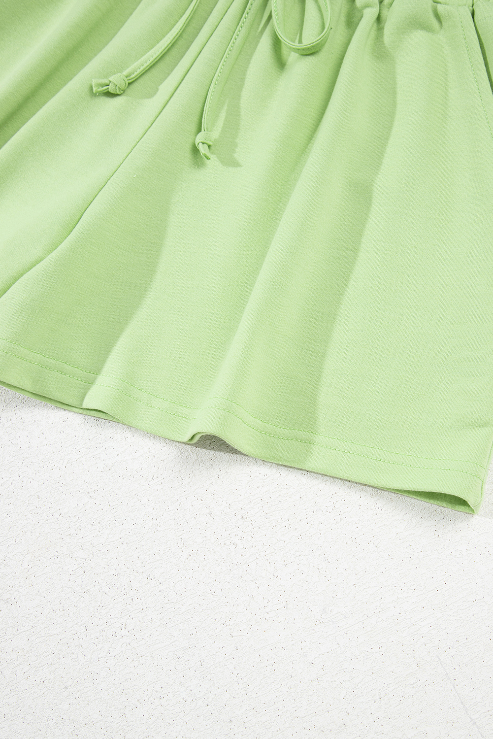 Meadow Mist Green Solid Loose V Neck Half Sleeve Tee and Shorts