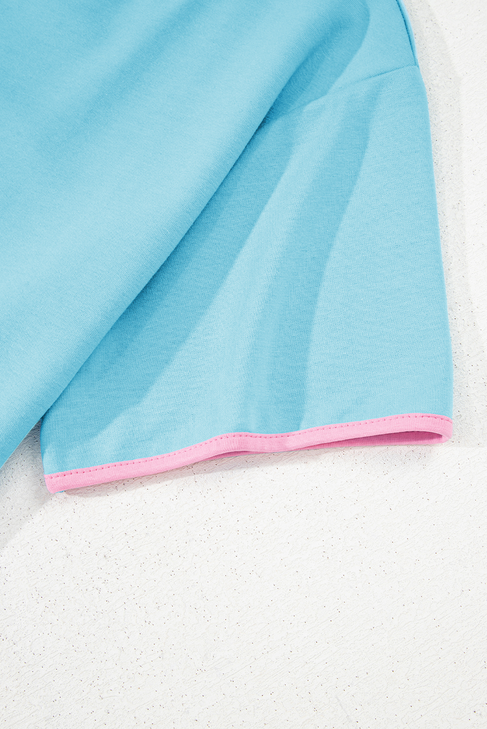 Turquoise Colorblock Edge Drop Shoulder T Shirt and Skort 2Pcs Set view 18