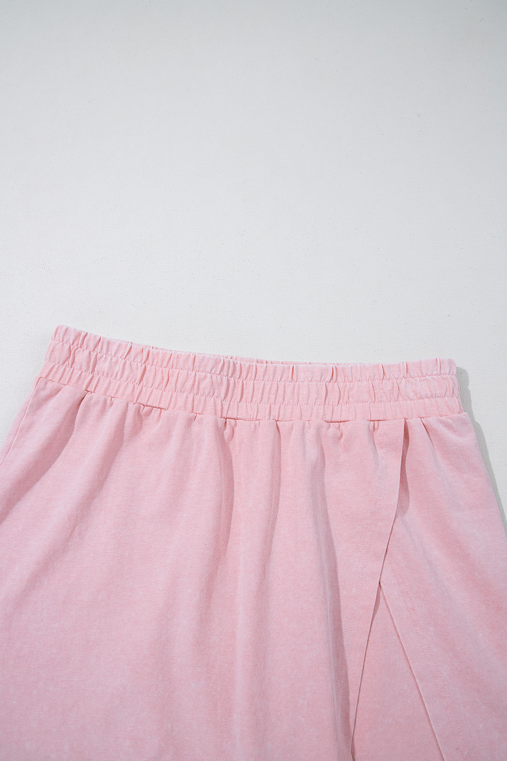 Light Pink Solid Color Washed Sleeveless Top Split Skort Cotton 2pcs Outfit