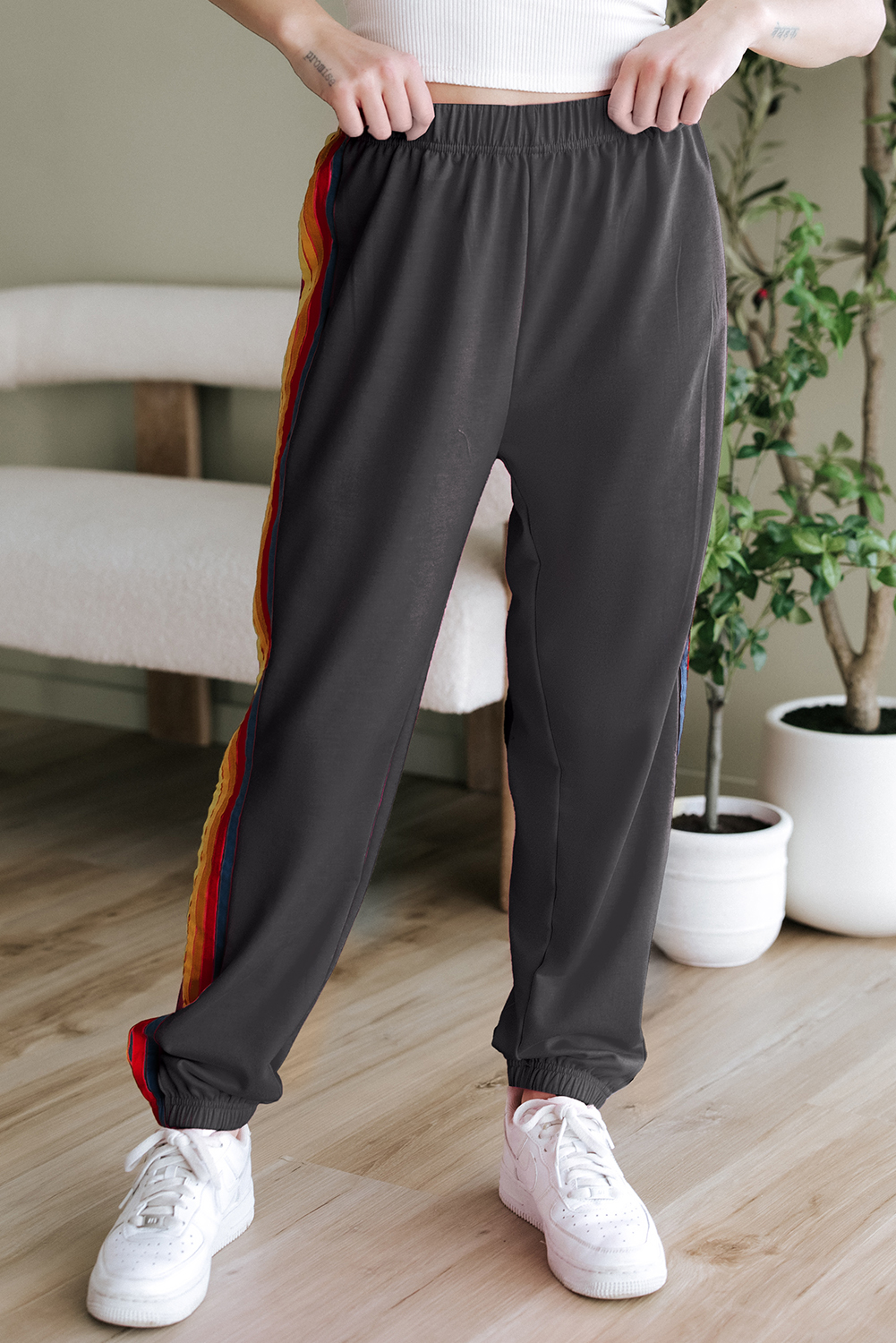 Dearlove Dark Grey Counting Rainbows High Waist Sweatpants