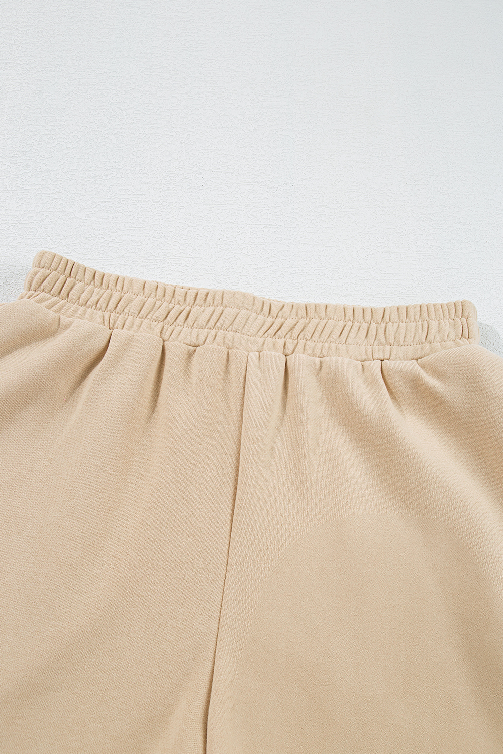 Apricot Striped Accent Pullover and Shorts Two Piece Casual Set