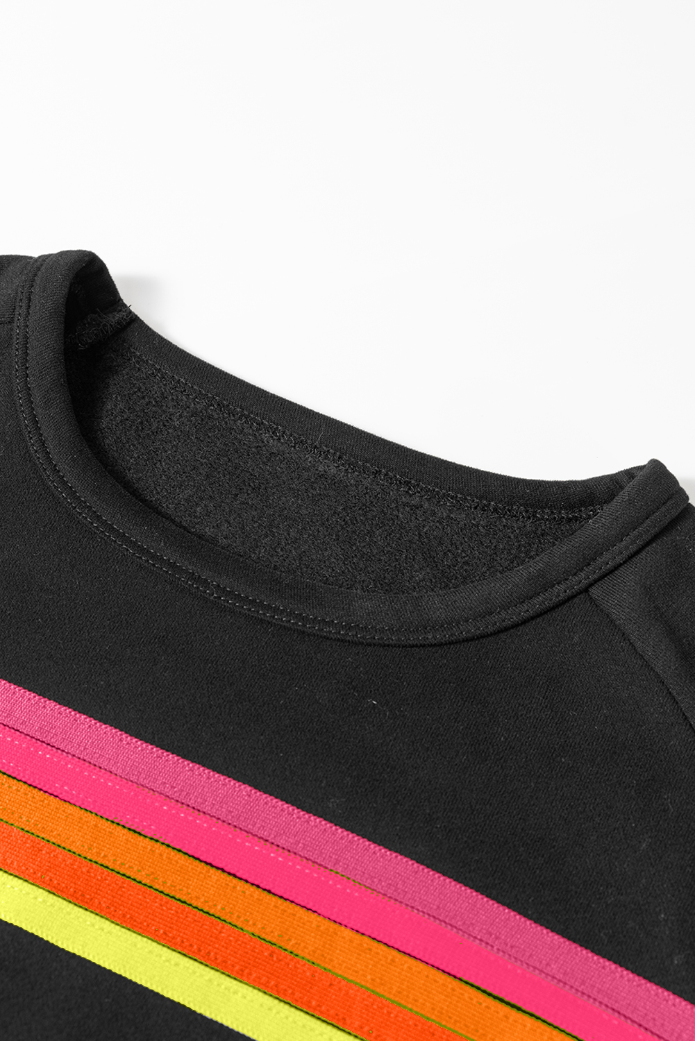 Black Striped Accent Pullover and Shorts Two Piece Casual Set