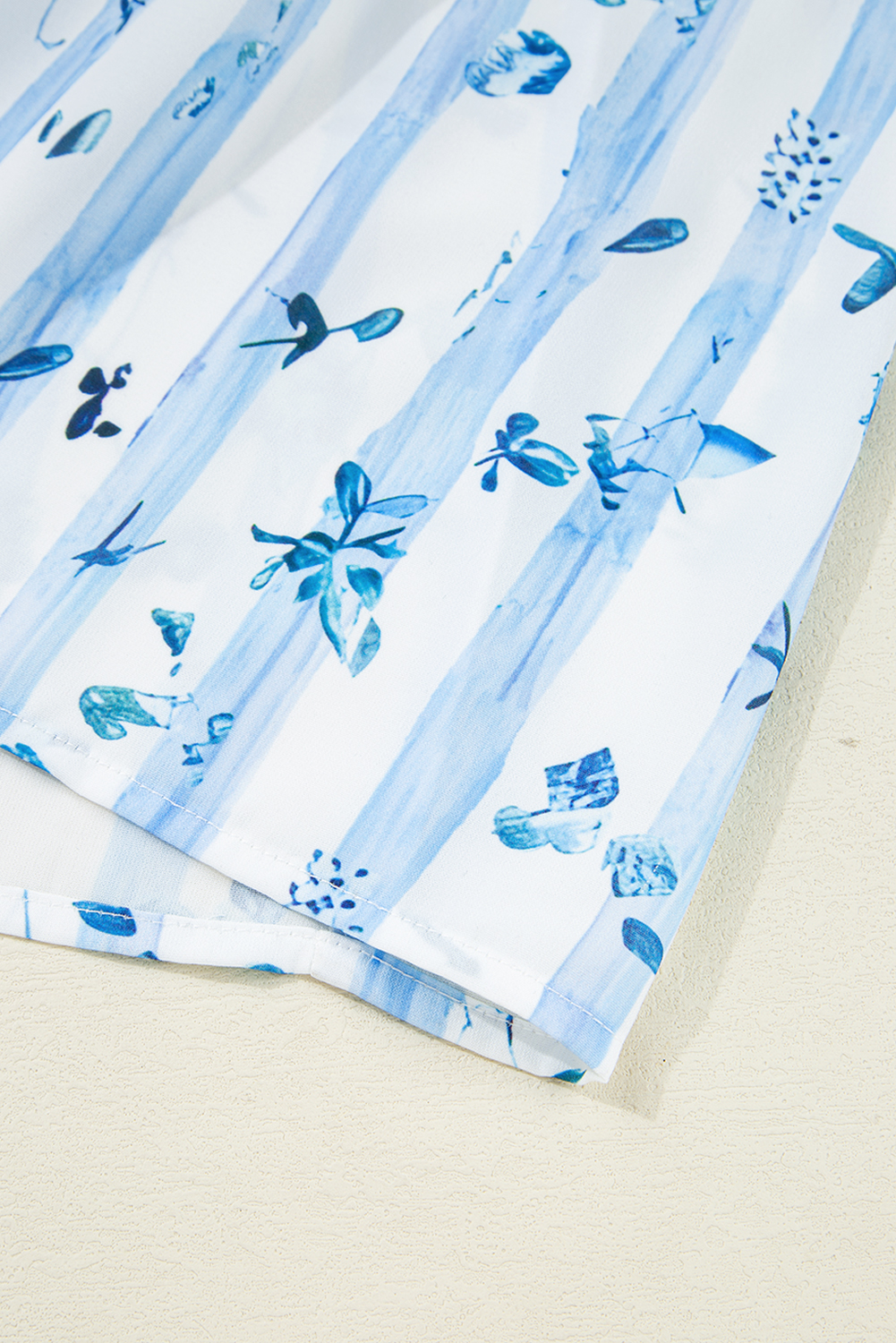 Sky Blue Floral Smocked Tied Straps A-Lined Tiered Maxi Dress view 19