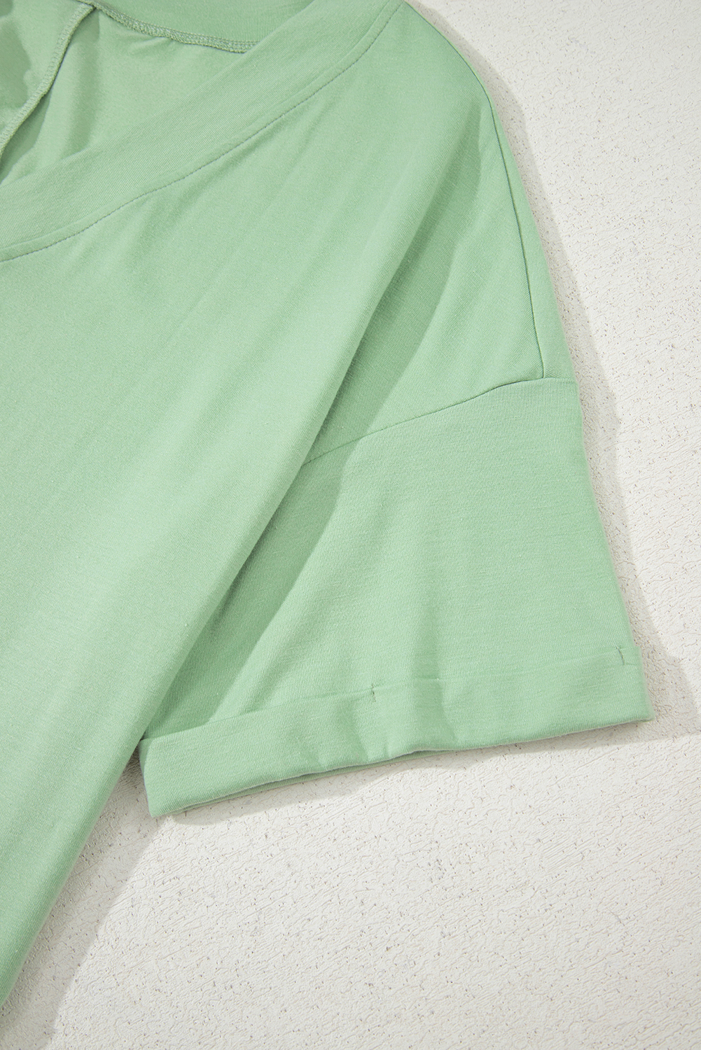 Grass Green Loose Half Sleeve V Neck Knit Romper view 12