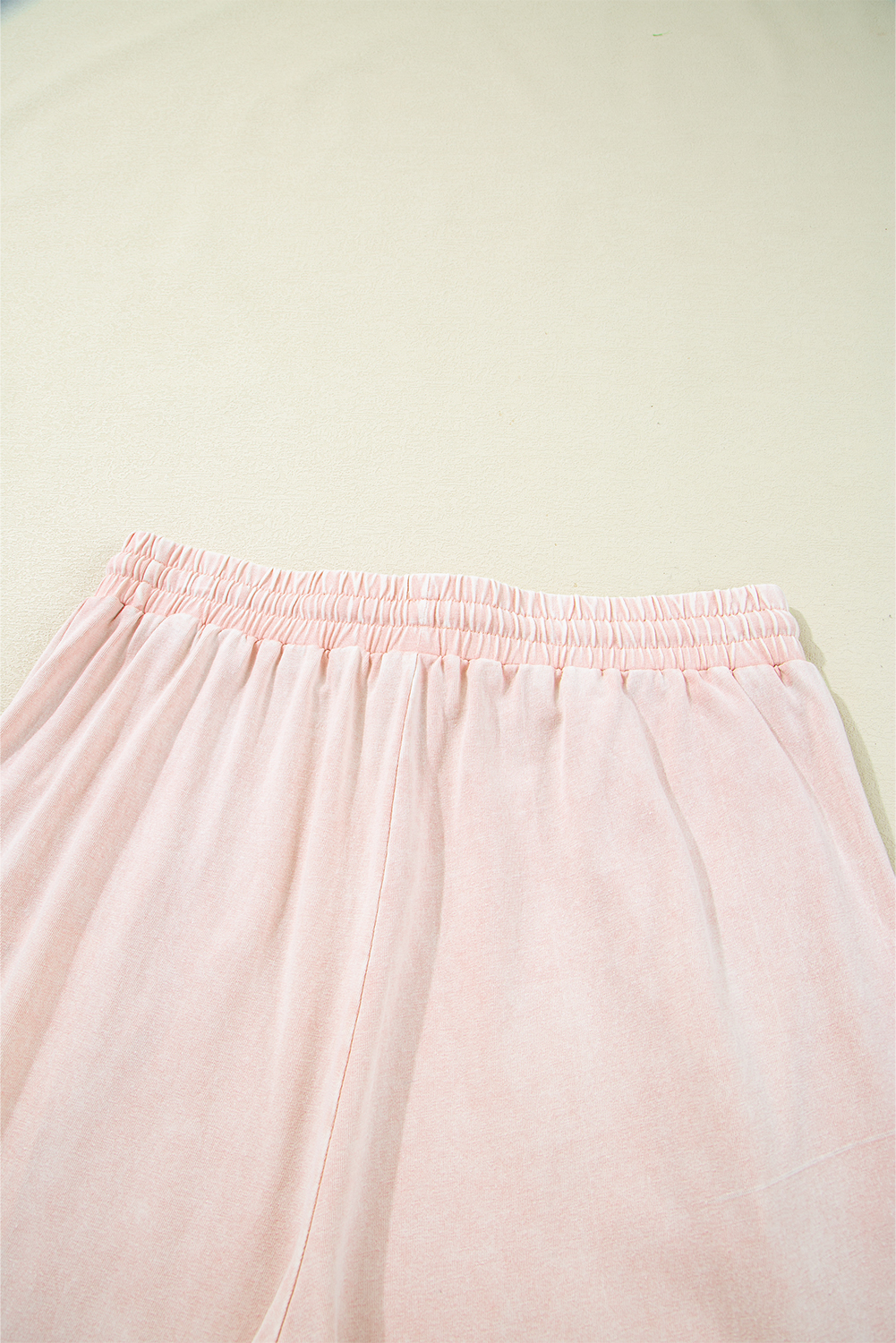 Pink Flower Patch Mineral Washed Terry Knit Cropped Wide Leg Pants view 16