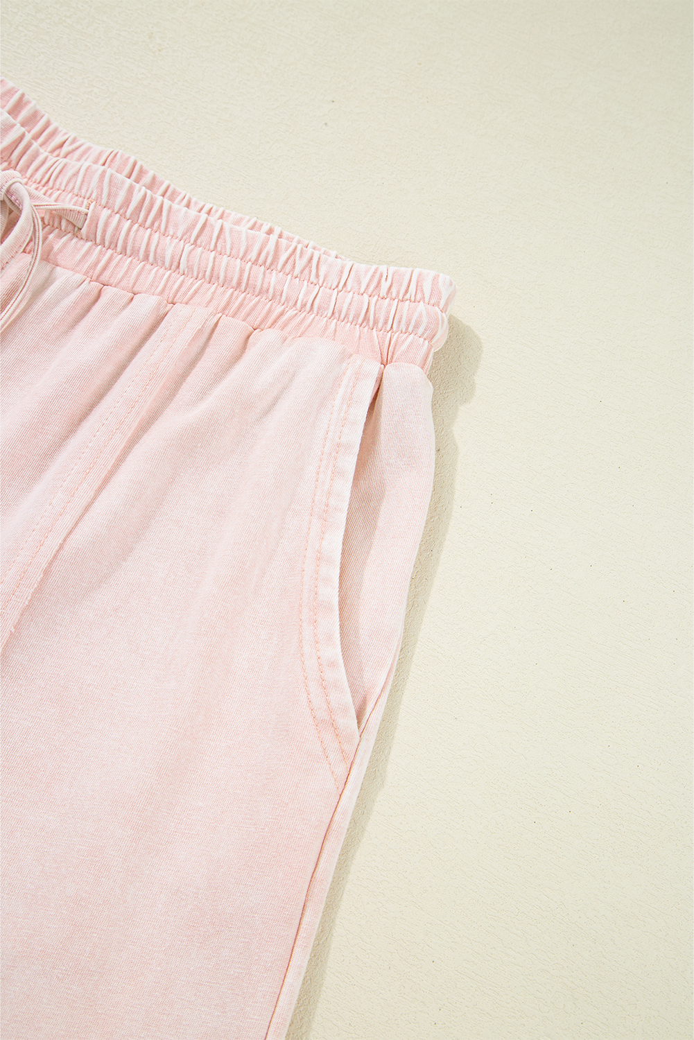 Pink Flower Patch Mineral Washed Terry Knit Cropped Wide Leg Pants view 15