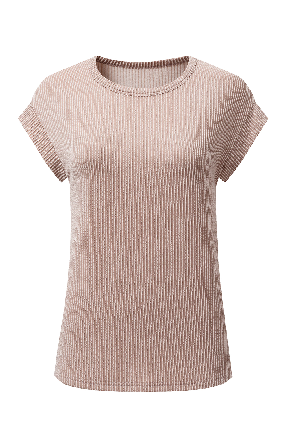 Dark Khaki Twisted Rib Wide Sleeve Crew Neck T Shirt view 11