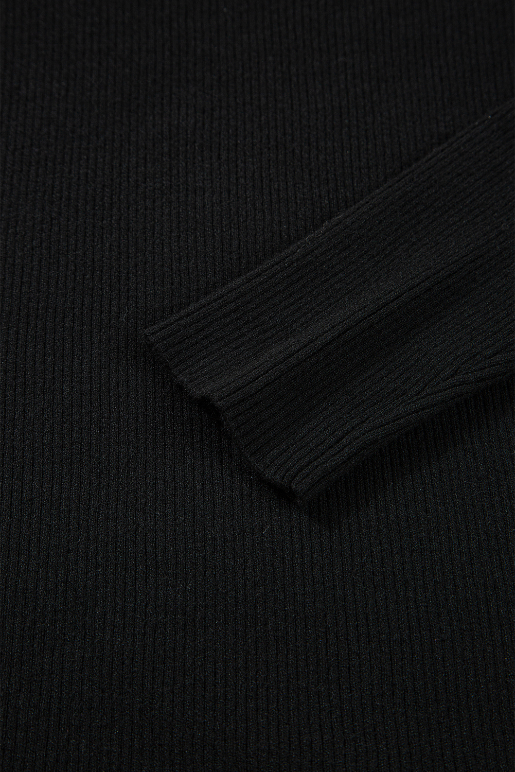 Black Ribbed Knit Cold Shoulder Sweater view 19