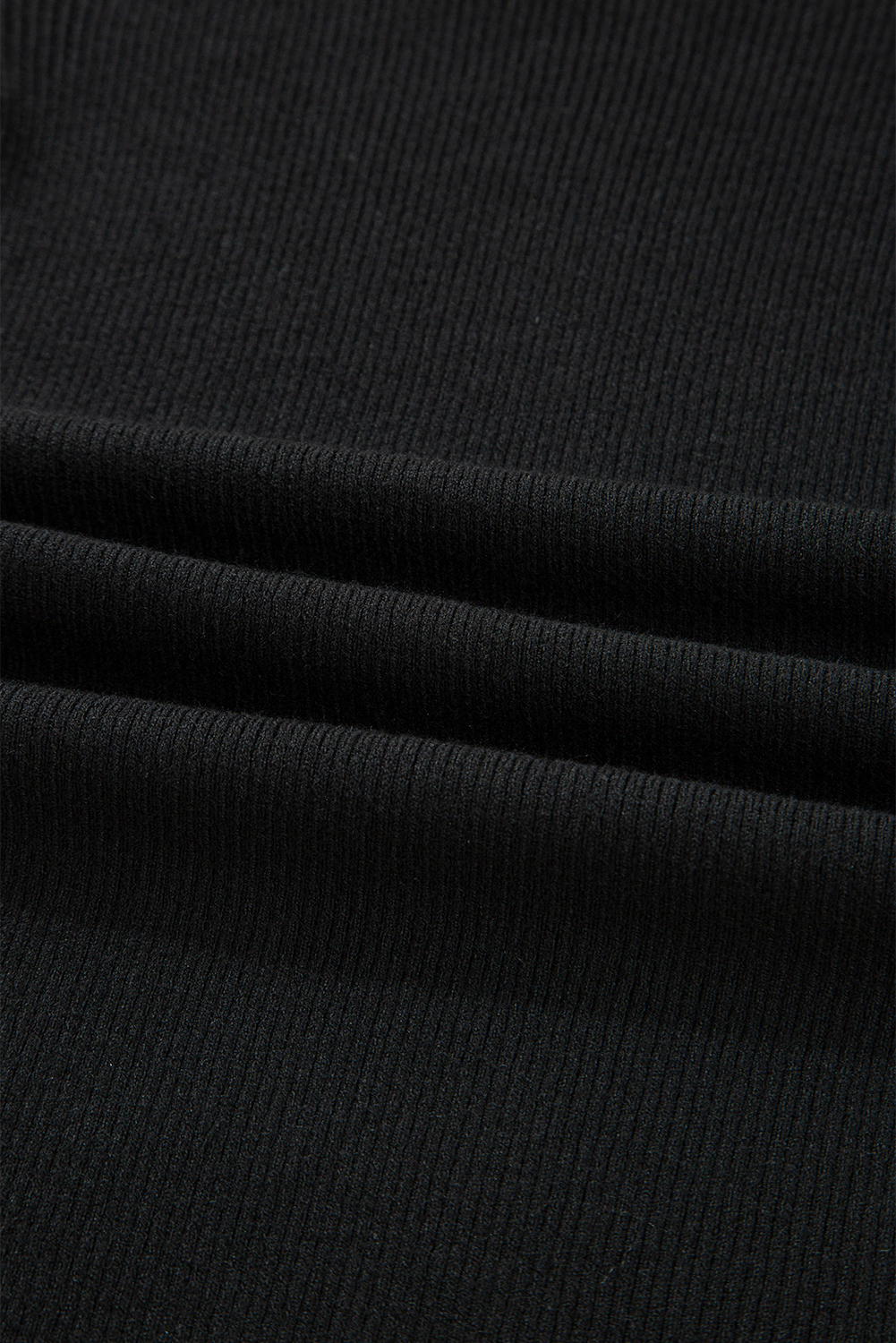 Black Ribbed Knit Cold Shoulder Sweater view 20