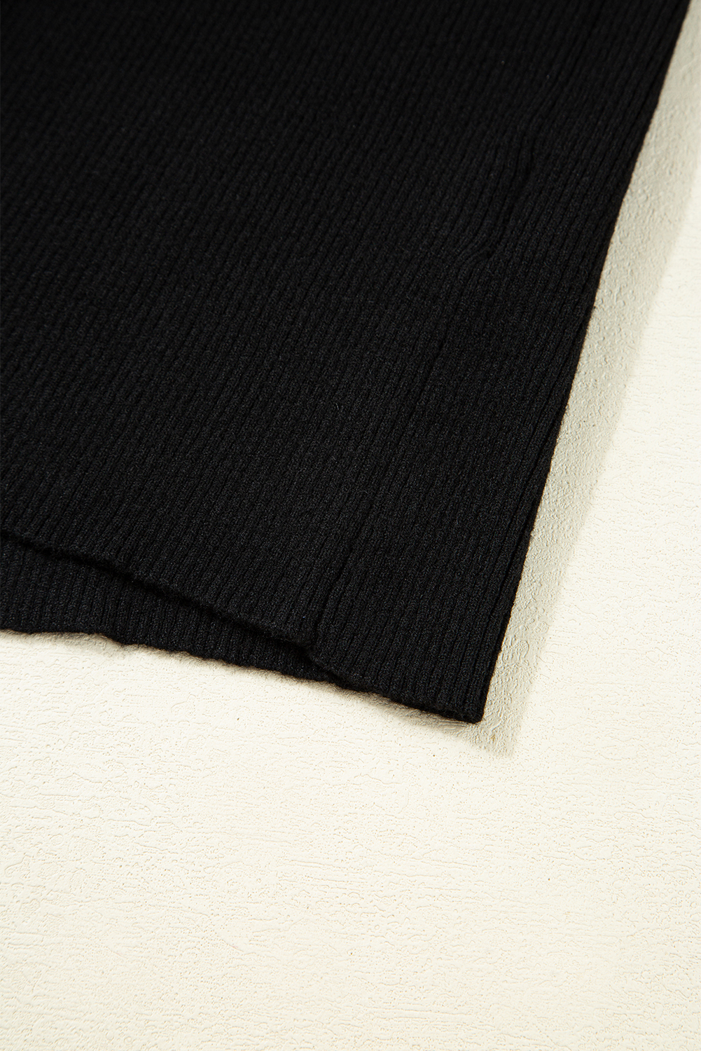 Black Ribbed Knit Cold Shoulder Sweater view 18