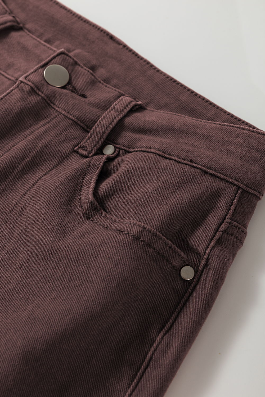 Coffee Loose Straight High Waist Solid Color Jeans view 6