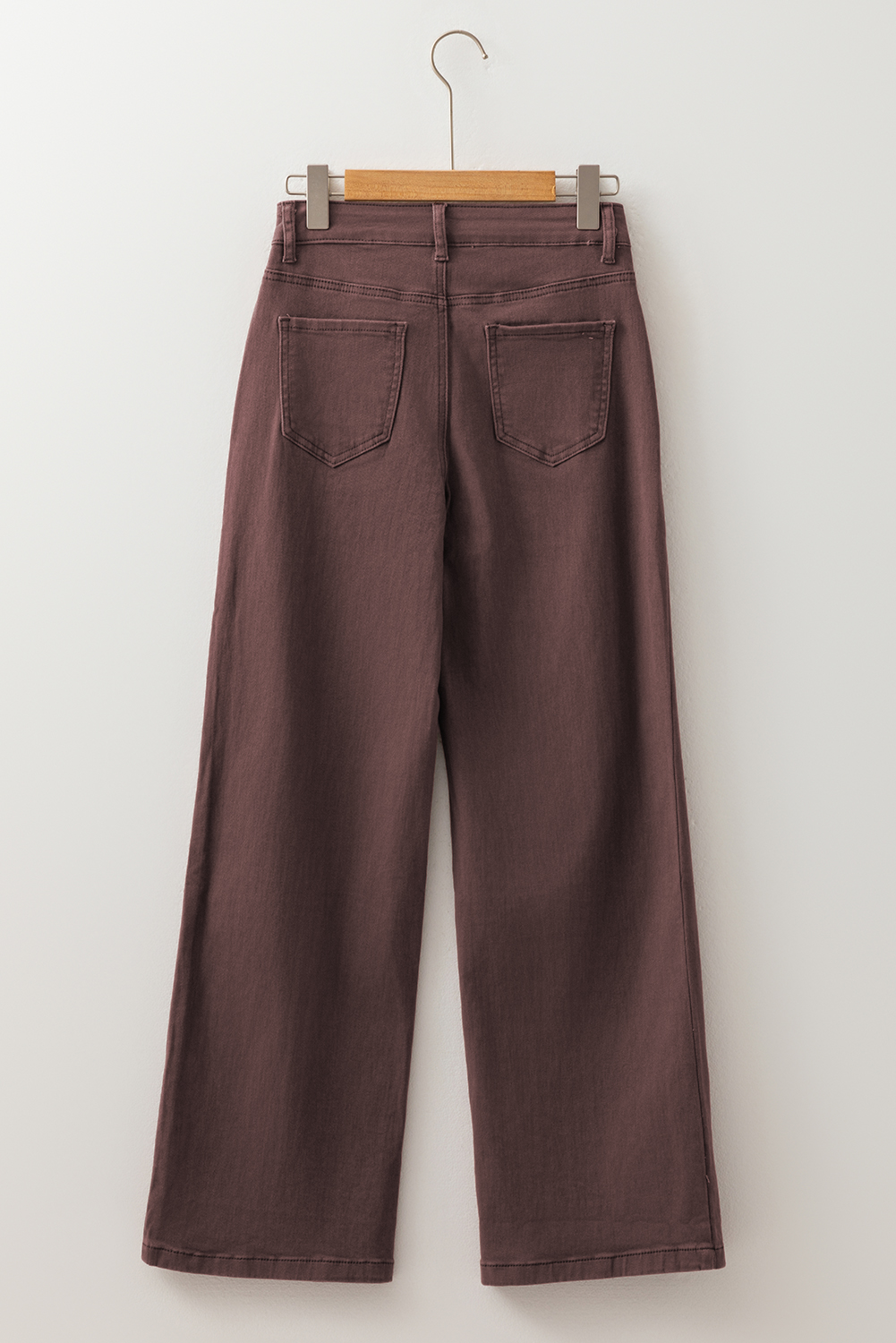 Coffee Loose Straight High Waist Solid Color Jeans view 3
